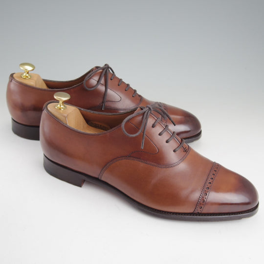 美品★エドワードグリーン 9F【定価￥257,400-★BERKELEY/202ラスト】バークレー/パンチドキャップトゥ/カーフ/濃茶/EDWARD GREEN★p415
