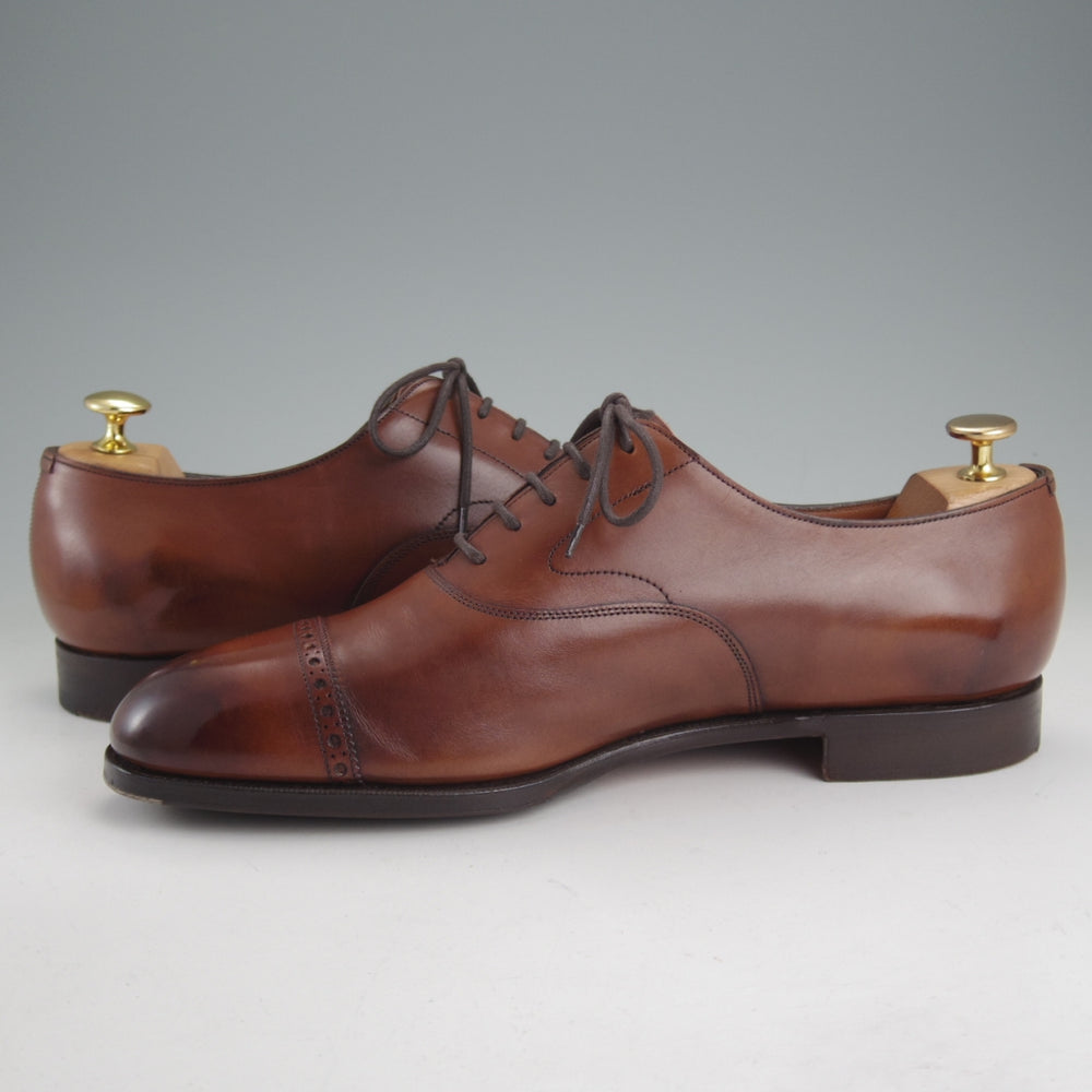 美品★エドワードグリーン 9F【定価￥257,400-★BERKELEY/202ラスト】バークレー/パンチドキャップトゥ/カーフ/濃茶/EDWARD GREEN★p415