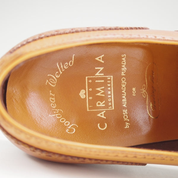 極上★(スペイン製)カルミナ SIZE 7【現行定価￥72,000-★トレーディングポスト別注/オックスフォードシューズ】カーフ/薄茶/CARMINA★n280