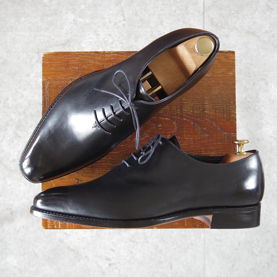 極美品★三陽山長 SIZE 8.5【現オーダー価格10万円以上★純正シューツリー付/ホールカット/一之介】R309ラスト/カーフ/黒/メンズ★o845