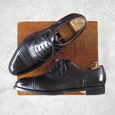 美品★(台東区)ジョーワークス SIZE 7【オーダー価格￥118,800～★セミブローグ/Semi brogue oxford】カーフ/黒/メンズ/JOE WORKS★o849