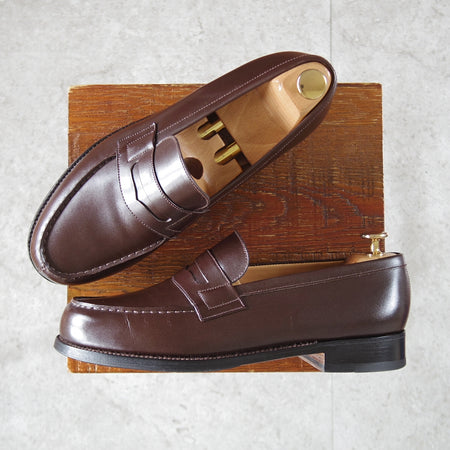 極美品★J.M.ウエストン 7E【定価￥165,000-★180/コインローファー】41ラスト/ボックスカーフ/濃茶/メンズ/Weston/ウェストン★o853