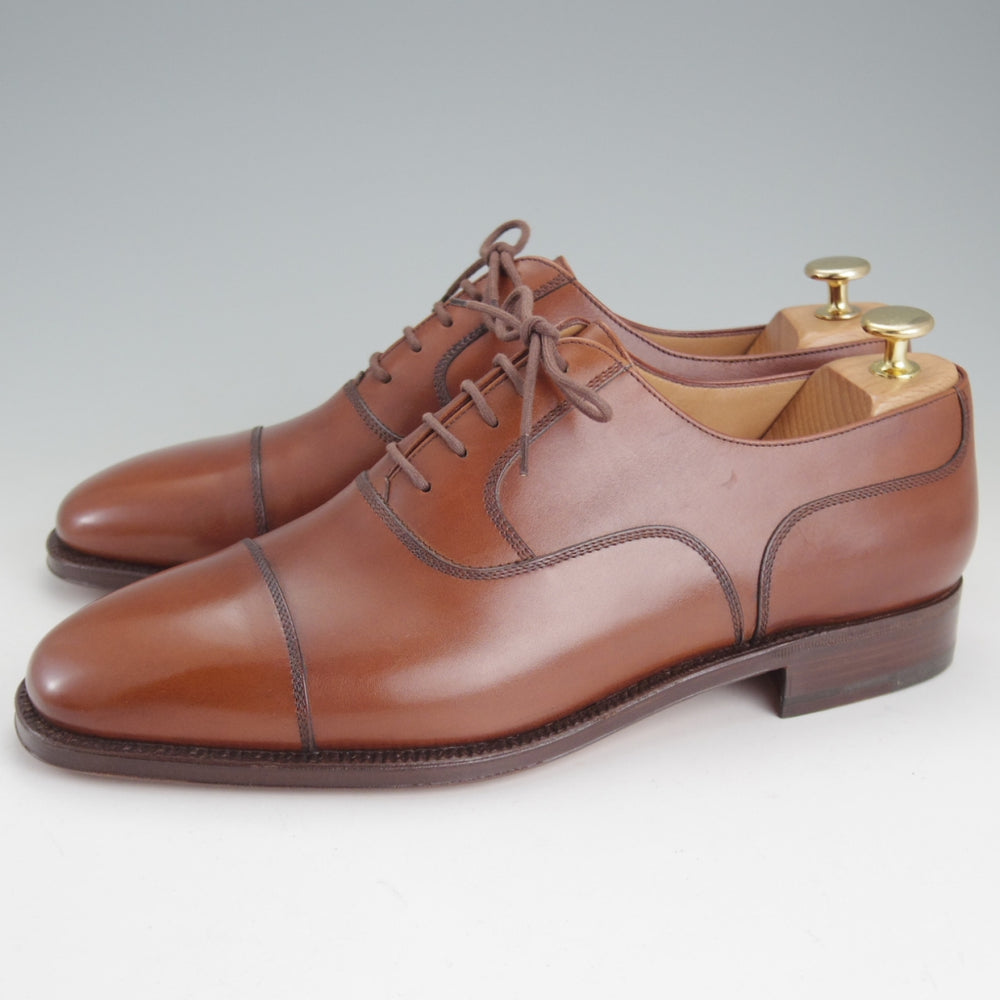 未使用★(伊)タニノクリスチー SIZE 9【高額★ハンドソーンウェルテッド製法/ストレートチップ】カーフ/茶/メンズ/TANINO CRISCI★p419
