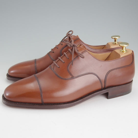 未使用★(伊)タニノクリスチー SIZE 9【高額★ハンドソーンウェルテッド製法/ストレートチップ】カーフ/茶/メンズ/TANINO CRISCI★p419