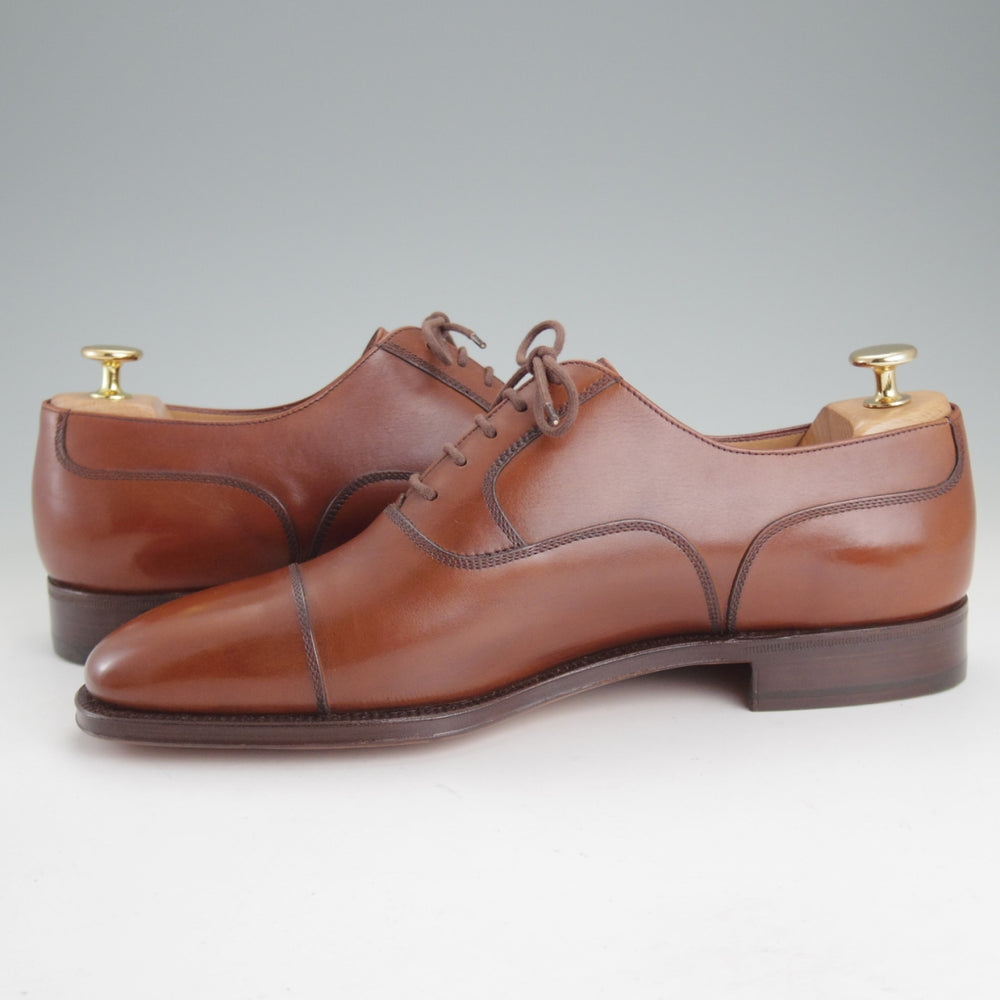 未使用★(伊)タニノクリスチー SIZE 9【高額★ハンドソーンウェルテッド製法/ストレートチップ】カーフ/茶/メンズ/TANINO CRISCI★p419