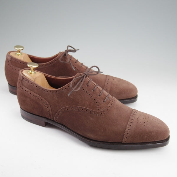 未使用★クロケット&ジョーンズ 9E【ハンドグレードライン★セミブローグ/WELBECK2】スエード/濃茶/Crockett&Jones★n284