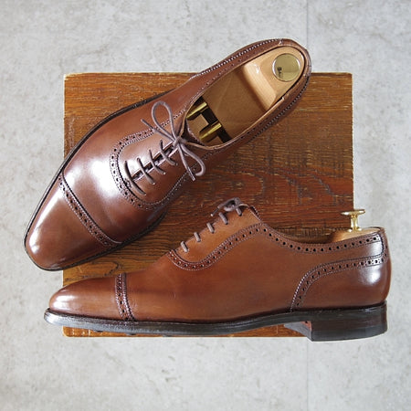 極上★クロケット&ジョーンズ 7.5E【現行定価10万円以上★ダイナイトソール/WESTBOURNE】348ラスト/濃茶/クォーターブローグ★n289