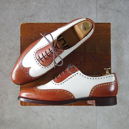 極美品★クロケット&ジョーンズ 6.5E【貴重★(英)ニュー&リングウッド別注/New&Lingwood】スペクテイターシューズ/茶×白/メンズ★n296