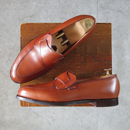 極美品★クロケット&ジョーンズ 7E【定価￥126,500-★SELBY/セルビー】375ラスト/バタフライローファー/カーフ/茶/Crockett&Jones★n298