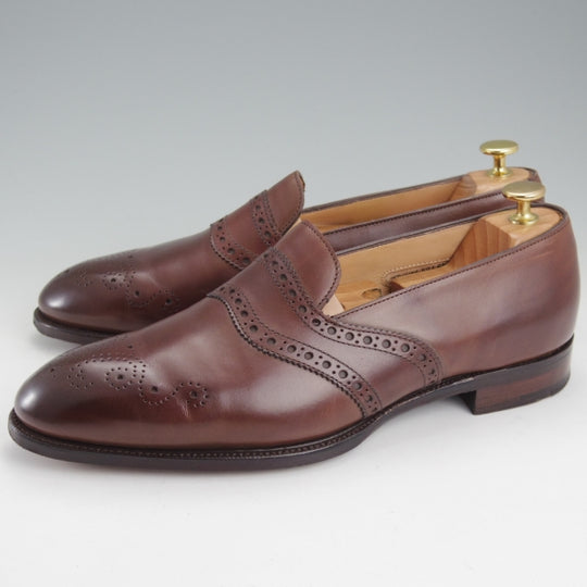 美品★(英)WILD SMITH/ワイルドスミス SIZE 8.5【貴重★TRINITY/フルストラップ/ローファー】スリッポン/カーフ/濃茶/メンズ★n791
