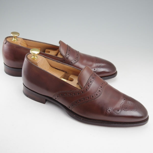 美品★(英)WILD SMITH/ワイルドスミス SIZE 8.5【貴重★TRINITY/フルストラップ/ローファー】スリッポン/カーフ/濃茶/メンズ★n791