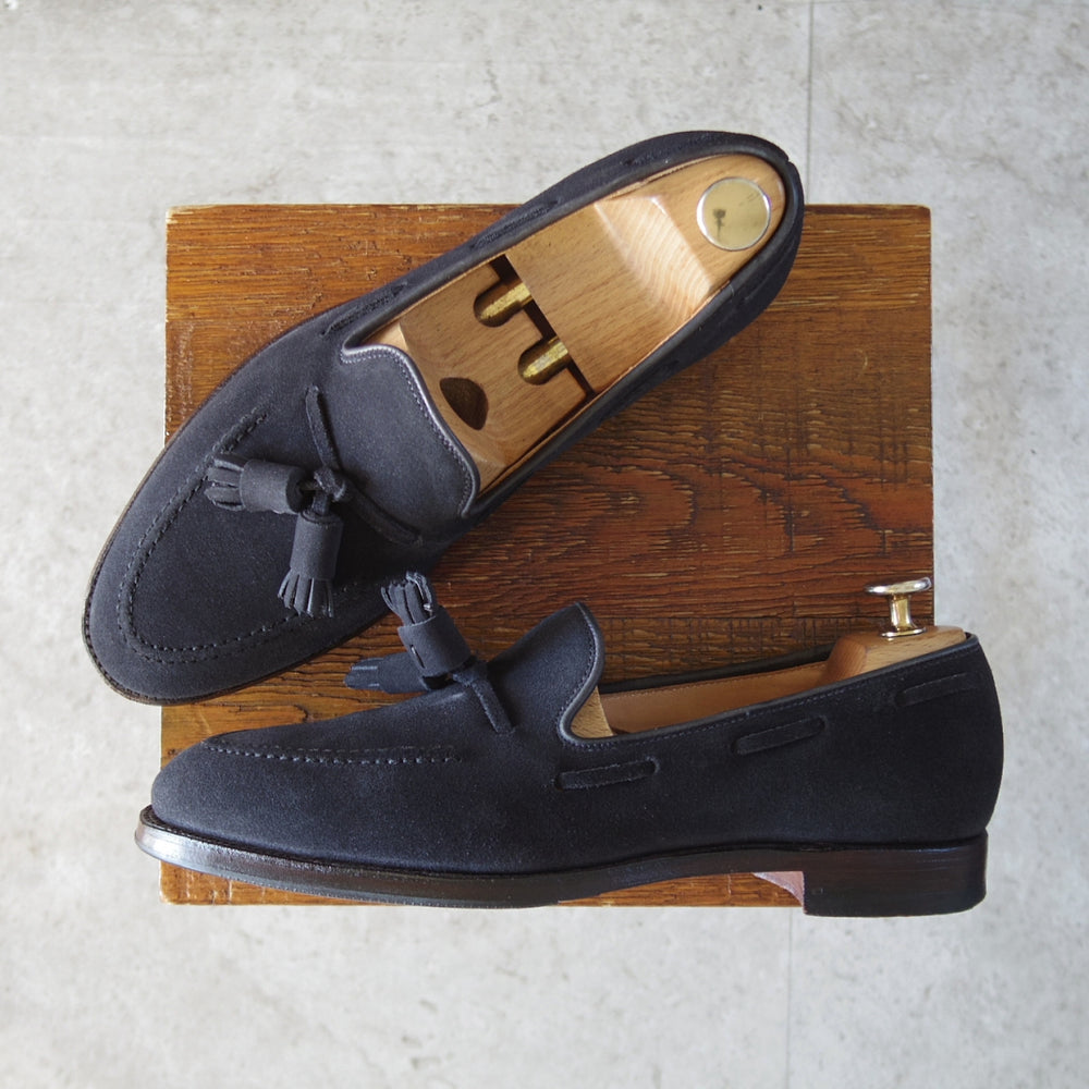 美品★クロケット&ジョーンズ 6.5E【定価￥121,000-★CAVENDISH 3/キャベンディッシュ】タッセルローファー/375ラスト/スエード/紺★o303
