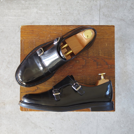 極美品★チャーチ(レディース) SIZE 35.5【現行定価14万円以上★LORA R/ダブルモンク】ポリッシュドバインダーカーフ/黒/Church's★o306