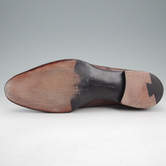 美品★(英)WILD SMITH/ワイルドスミス SIZE 8.5【貴重★TRINITY/フルストラップ/ローファー】スリッポン/カーフ/濃茶/メンズ★n791