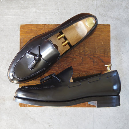 極美品★TLB Mallorca/ティーエルビー SIZE 8.5【定価￥82,500-★タッセルローファー/656】JONESラスト/カーフ/黒/メンズ★o310