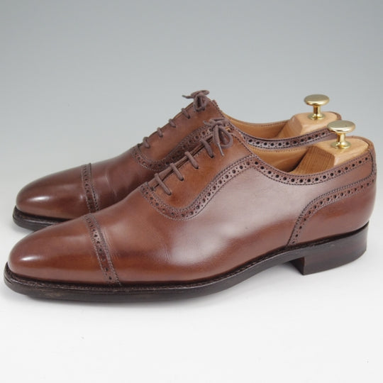 極上★クロケット&ジョーンズ 7.5E【現行定価10万円以上★ダイナイトソール/WESTBOURNE】348ラスト/濃茶/クォーターブローグ★n289