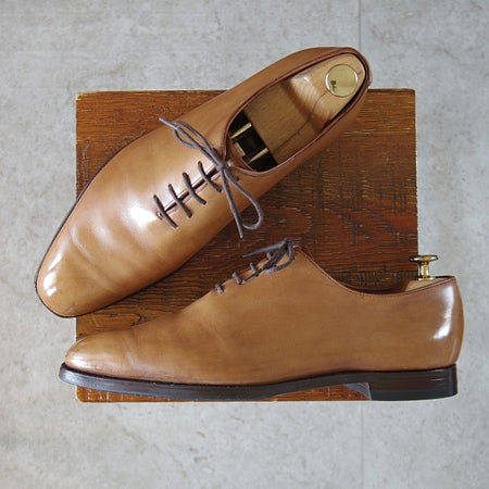 極上★クロケット&ジョーンズ 7.5E【ハンドグレードライン★ホールカット/HANOVER】337ラスト/カーフ/薄茶/メンズ/Crockett&Jones★n802
