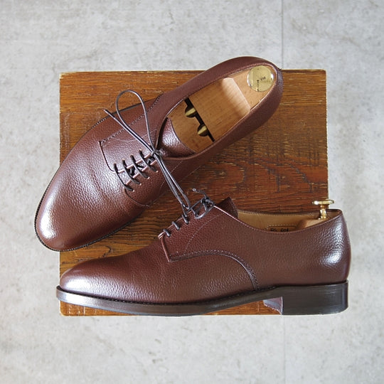 極上★(伊)F.LLIジャコメッティ SIZE 39【定価￥115,500-★プレーントゥ/FG601】GRIGIA SCラスト/グレインレザー/濃茶/Giacometti★n804