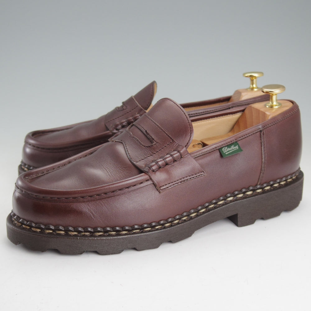 極美品★パラブーツ SIZE 7.5【定価￥110,000-★ランス/REIMS】コインローファー/リスレザー/CAFÉ/カフェ/濃茶/メンズ/Paraboot★p435