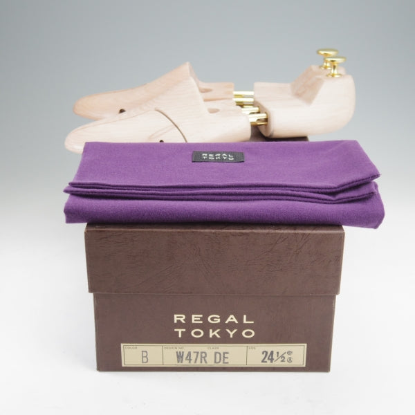 ほぼ試着程度★(銀座)REGAL TOKYO/リーガル SIZE 24.5【定価￥49,500-★ツリー付/ストレートチップ】アンティコカーフ/黒/メンズ★n295