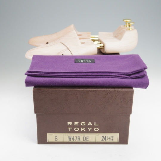 ほぼ試着程度★(銀座)REGAL TOKYO/リーガル SIZE 24.5【定価￥49,500-★ツリー付/ストレートチップ】アンティコカーフ/黒/メンズ★n295