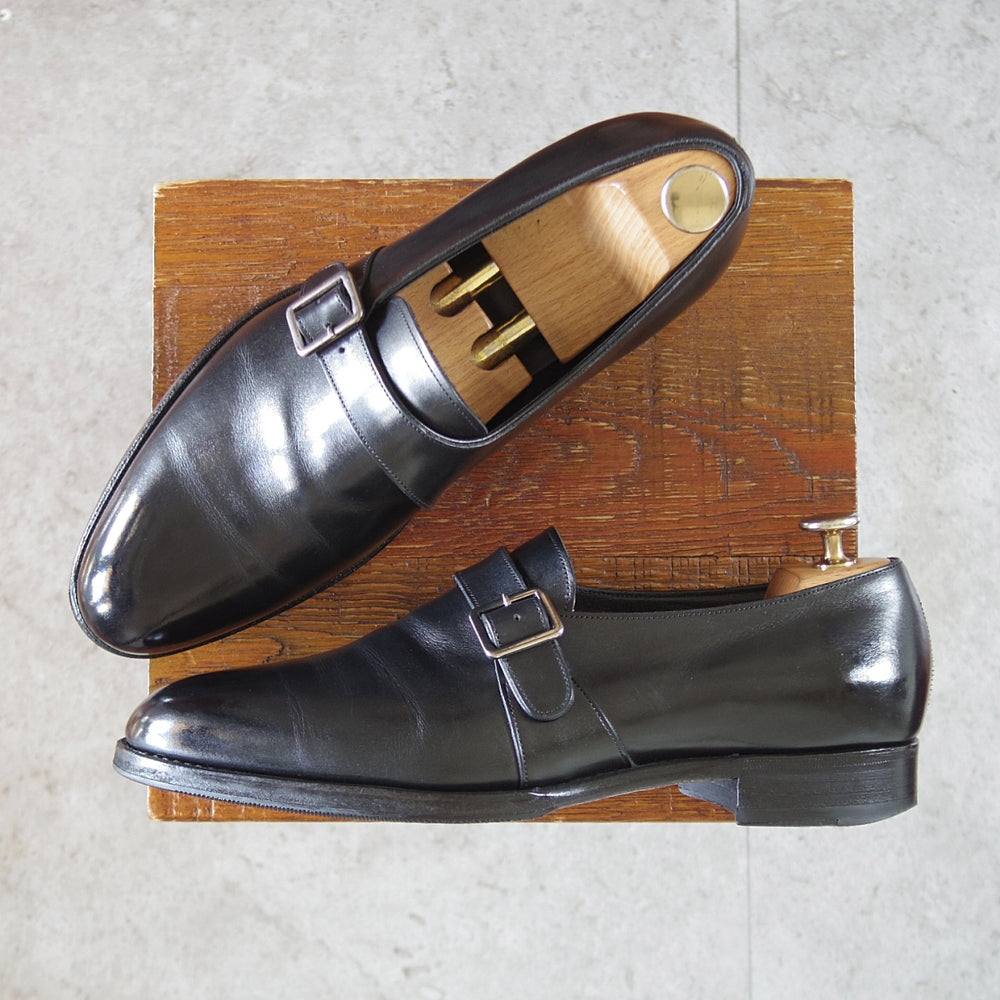 極上★三陽山長 SIZE 7.5【定価￥83,600-★修八郎/モンクストラップ/スリッポン】R2010Sラスト/カーフ/黒/メンズ/Sanyo Yamacho★p447