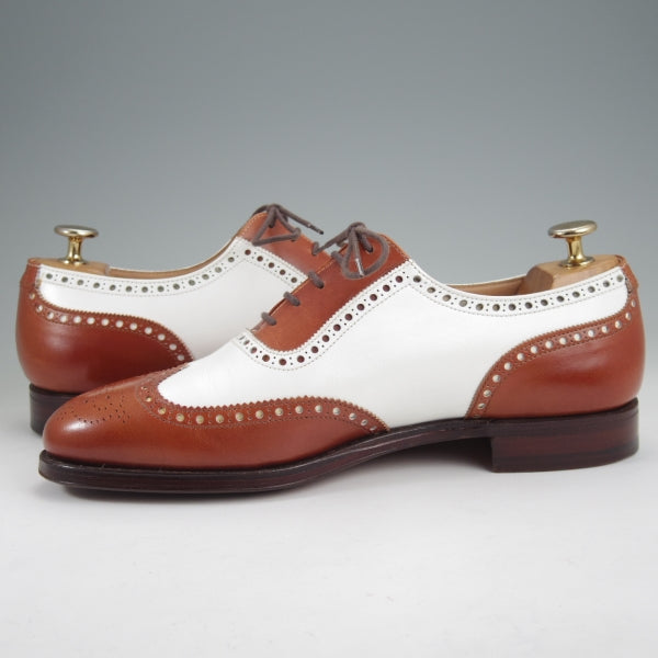 極美品★クロケット&ジョーンズ 6.5E【貴重★(英)ニュー&リングウッド別注/New&Lingwood】スペクテイターシューズ/茶×白/メンズ★n296