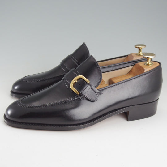 ほぼ未使用★(伊)タニノクリスチー SIZE 6.5【貴重★ストラップローファー/スリッポン】カーフ/黒/メンズTANINO CRISCI★o858