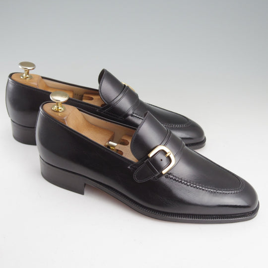 ほぼ未使用★(伊)タニノクリスチー SIZE 6.5【貴重★ストラップローファー/スリッポン】カーフ/黒/メンズTANINO CRISCI★o858
