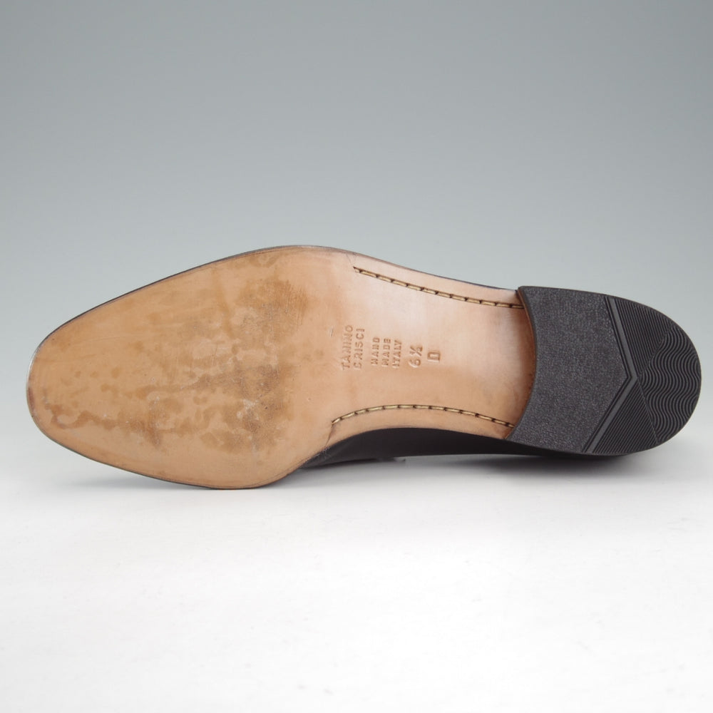 ほぼ未使用★(伊)タニノクリスチー SIZE 6.5【貴重★ストラップローファー/スリッポン】カーフ/黒/メンズTANINO CRISCI★o858