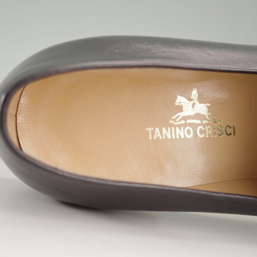 ほぼ未使用★(伊)タニノクリスチー SIZE 6.5【貴重★ストラップローファー/スリッポン】カーフ/黒/メンズTANINO CRISCI★o858