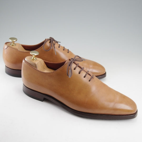 極上★クロケット&ジョーンズ 7.5E【ハンドグレードライン★ホールカット/HANOVER】337ラスト/カーフ/薄茶/メンズ/Crockett&Jones★n802