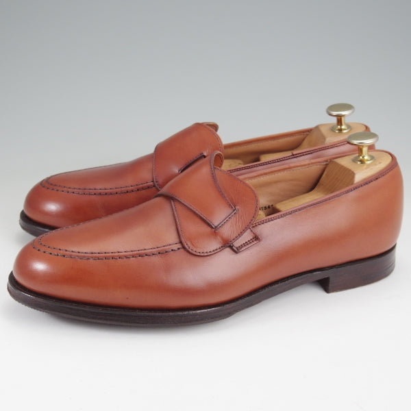 極美品★クロケット&ジョーンズ 7E【定価￥126,500-★SELBY/セルビー】375ラスト/バタフライローファー/カーフ/茶/Crockett&Jones★n298