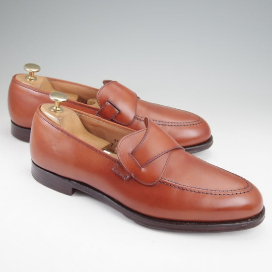 極美品★クロケット&ジョーンズ 7E【定価￥126,500-★SELBY/セルビー】375ラスト/バタフライローファー/カーフ/茶/Crockett&Jones★n298