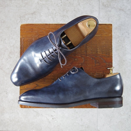 美品★(スペイン製)カルミナ SIZE 7【定価￥79,200-★ミュージアムカーフ仕様/910/ホールカット】RAINラスト/紺/メンズ/CARMINA★n306
