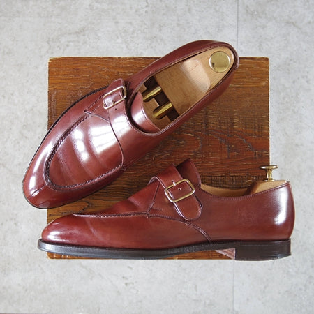極上★クロケット&ジョーンズ 7.5E【スキンステッチ仕様★ロイドフットウェア別注/PUTNEY】モンクストラップ/茶/Crockett&Jones★n308