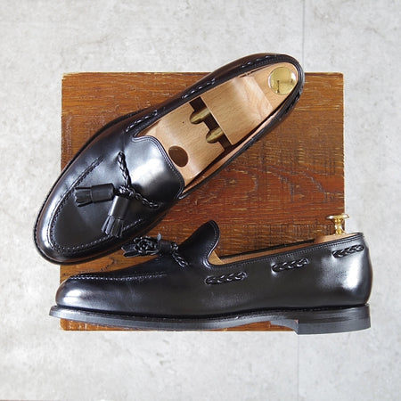 極上★クロケット&ジョーンズ 7E【定価￥125,400-★バーニーズNY別注/LANGHAM 3】375ラスト/タッセルローファー/黒/メンズ★n310