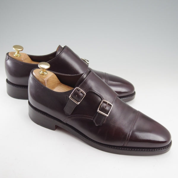美品★ジョンロブ 6E【定価￥251,900-★WILLIAM/ウィリアム】9795ラスト/ミュージアムカーフ/ダブルモンク/赤茶/プラム/JOHN LOBB★n807