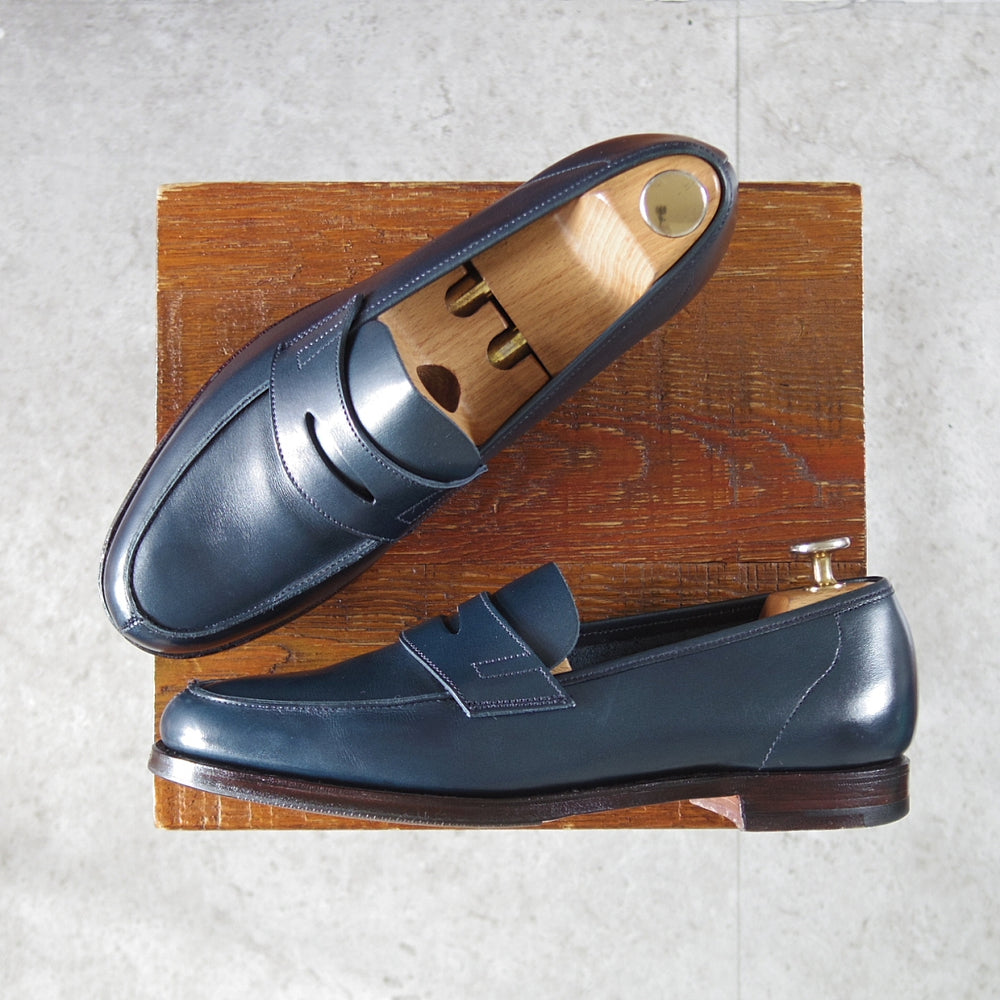 美品★クロケット&ジョーンズ 6.5E【貴重★(英)ポールスミスコレクション別注/コインローファー】カーフ/紺/メンズ/Crockett&Jones★o318