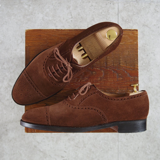 極上★ジョンロブ 6.5E【貴重★2466ラスト/PARISロゴ時代の製品/SEYMOUR】セミブローグ/スエード/濃茶/メンズ/JOHN LOBB★o320