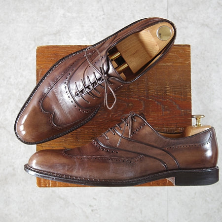 極上★ア・テストーニ SIZE 8.5【ブラックラピド製法★BLACK LABEL/ブラインドブローグ】ブラックラベル/濃茶/メンズ/a.testoni★n815