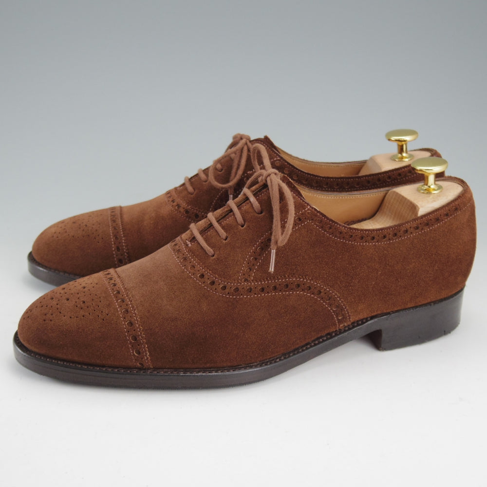 極上★ジョンロブ 6.5E【貴重★2466ラスト/PARISロゴ時代の製品/SEYMOUR】セミブローグ/スエード/濃茶/メンズ/JOHN LOBB★o320