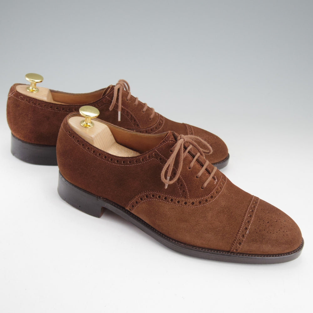 極上★ジョンロブ 6.5E【貴重★2466ラスト/PARISロゴ時代の製品/SEYMOUR】セミブローグ/スエード/濃茶/メンズ/JOHN LOBB★o320