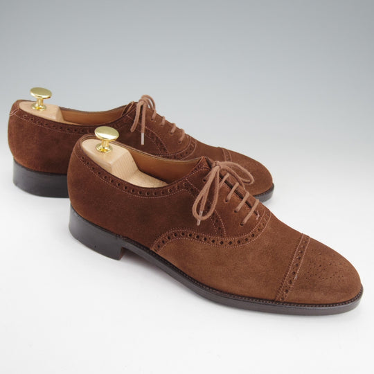 極上★ジョンロブ 6.5E【貴重★2466ラスト/PARISロゴ時代の製品/SEYMOUR】セミブローグ/スエード/濃茶/メンズ/JOHN LOBB★o320