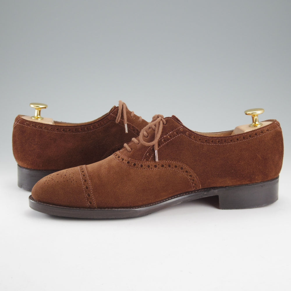 極上★ジョンロブ 6.5E【貴重★2466ラスト/PARISロゴ時代の製品/SEYMOUR】セミブローグ/スエード/濃茶/メンズ/JOHN LOBB★o320