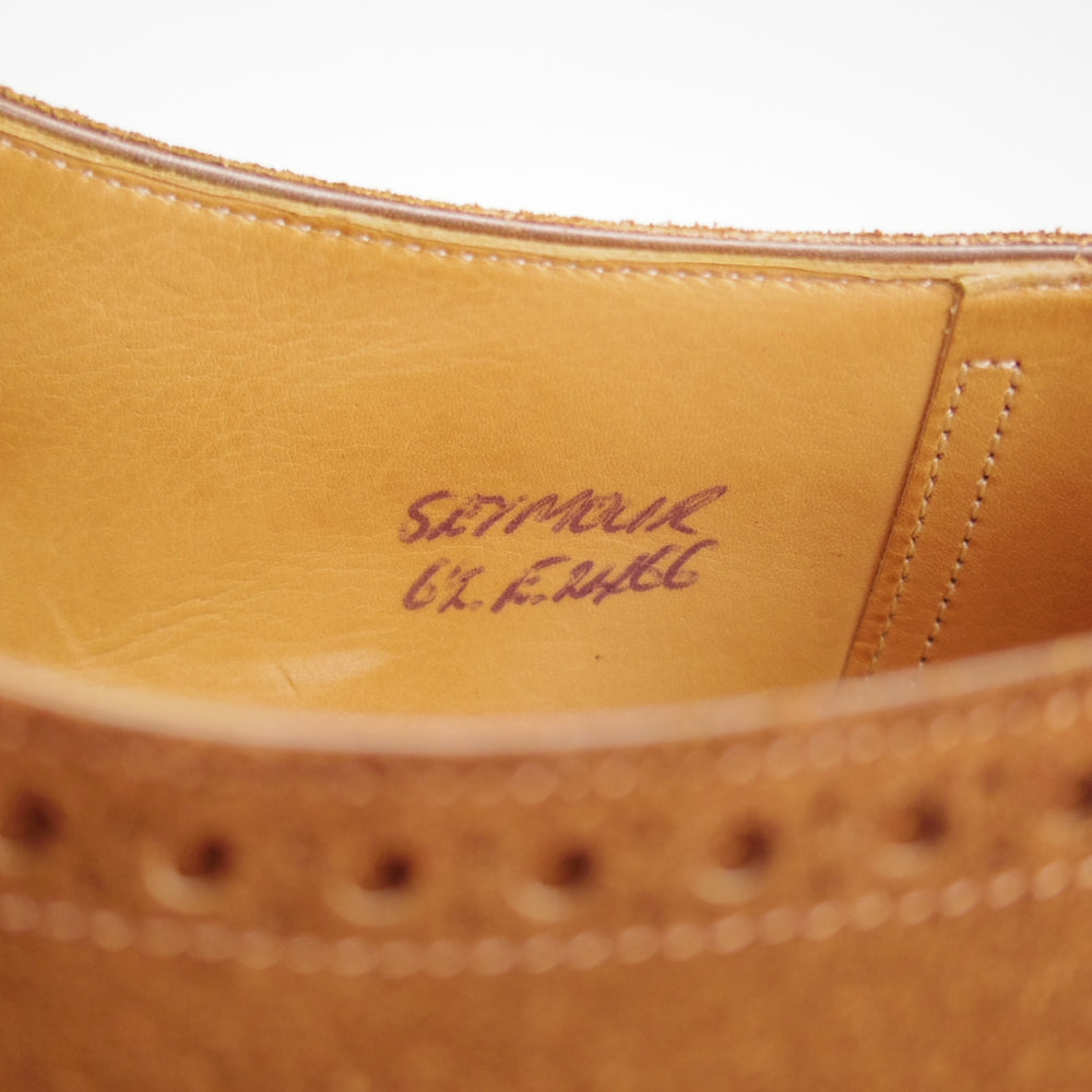 極上★ジョンロブ 6.5E【貴重★2466ラスト/PARISロゴ時代の製品/SEYMOUR】セミブローグ/スエード/濃茶/メンズ/JOHN LOBB★o320