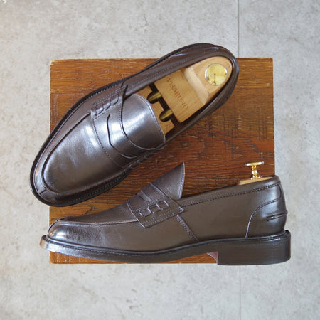 美品★トリッカーズ SIZE 5.5【定価￥110,000-★コインローファー/JAMES】3227/カーフ/Espresso Burnished/濃茶/メンズ/Tricker's★p458