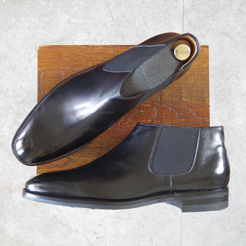 ほぼ未使用★(伊)エンツォ・ボナフェ SIZE 9【同系モデル定価￥173,800-★CARY GRANT3/サイドゴアブーツ】カーフ/黒/Enzo Bonafe★o873