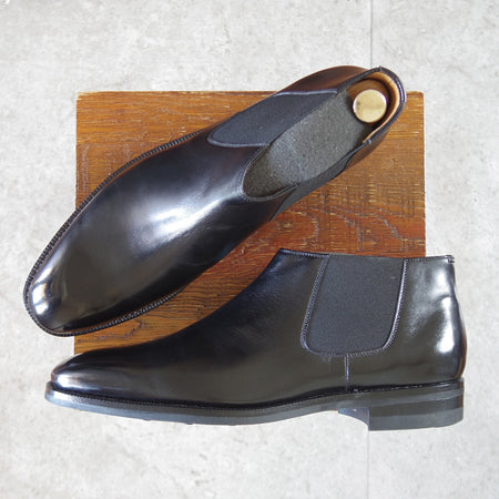 ほぼ未使用★(伊)エンツォ・ボナフェ SIZE 9【同系モデル定価￥173,800-★CARY GRANT3/サイドゴアブーツ】カーフ/黒/Enzo Bonafe★o873