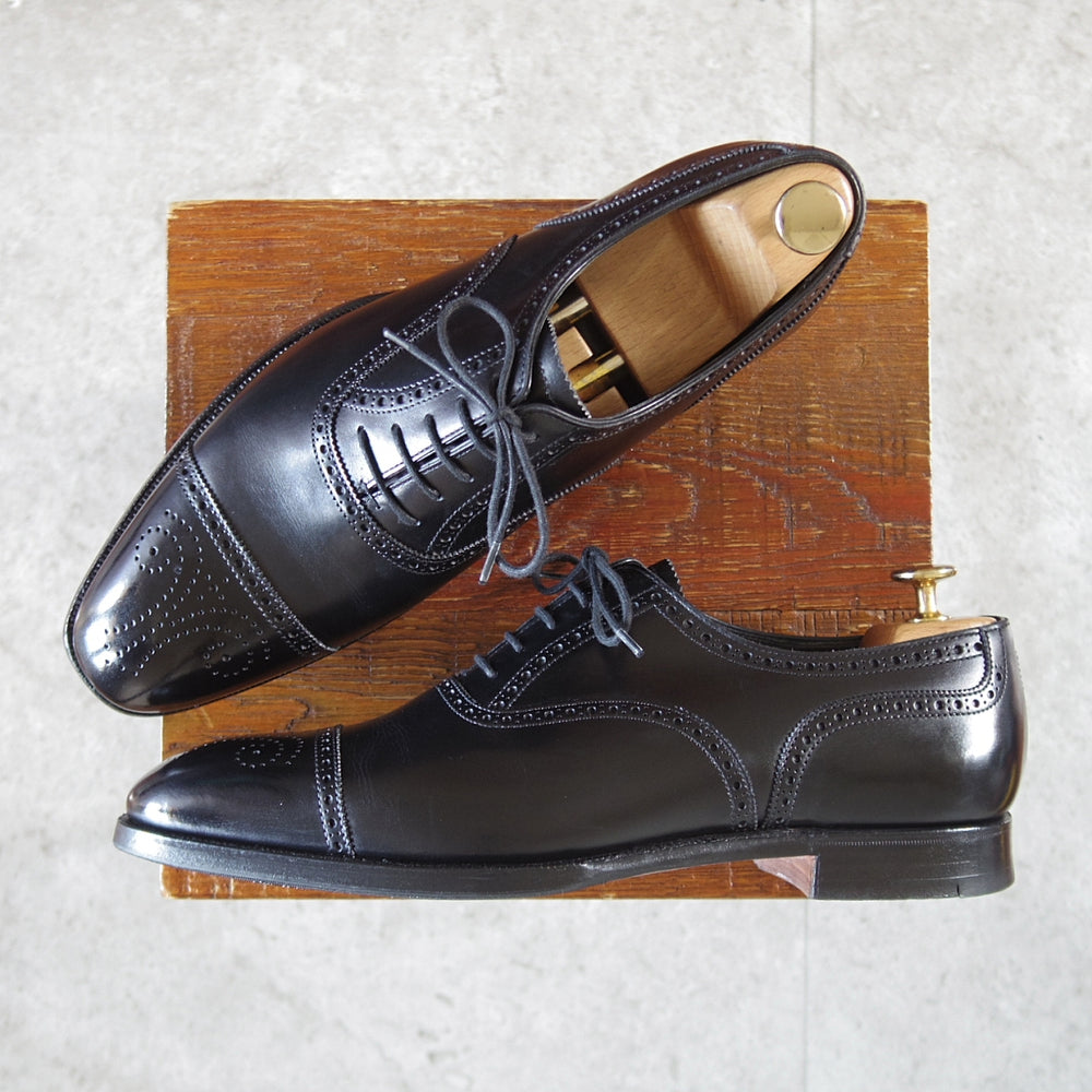 極美品★クロケット&ジョーンズ 7.5D【定価￥132,000-★ハンドグレードライン/WELBECK】337ラスト/セミブローグ/黒/Crockett&Jones★o874